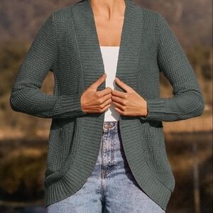 Women's Gray Open-Front Sweater